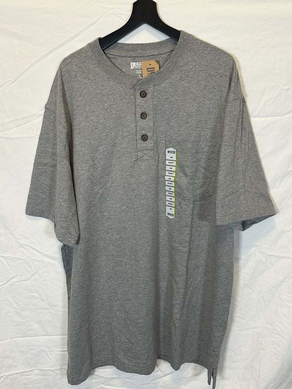 Duluth Trading Co Longtail T Short Sleeve Henley Size L Gray